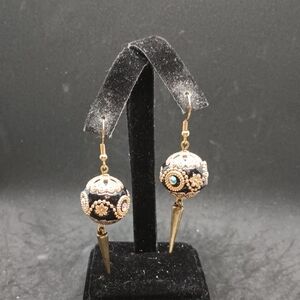 Handmade Black and Gold Dangle Earrings